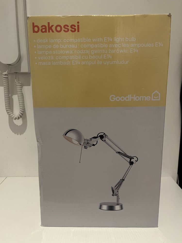 Lampka nowa srebrna biurkowa