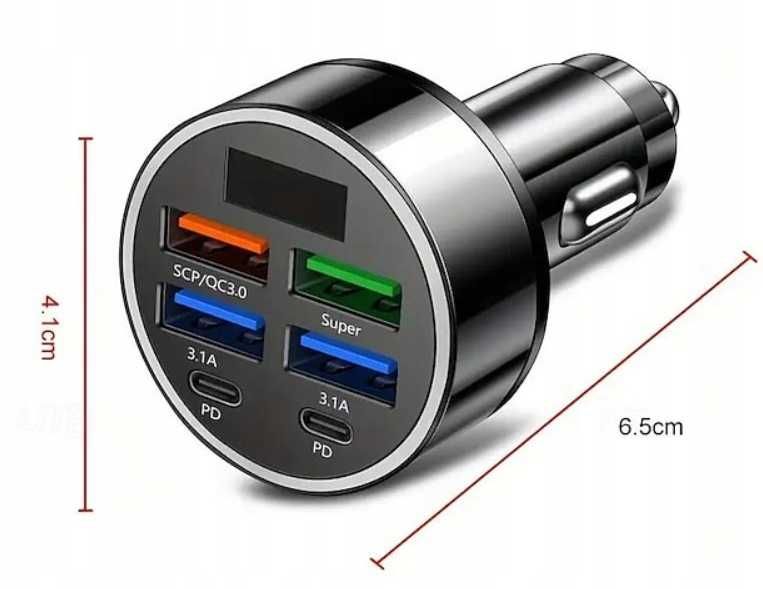 Ładowarka samochodowa USB 3.1 typ C,