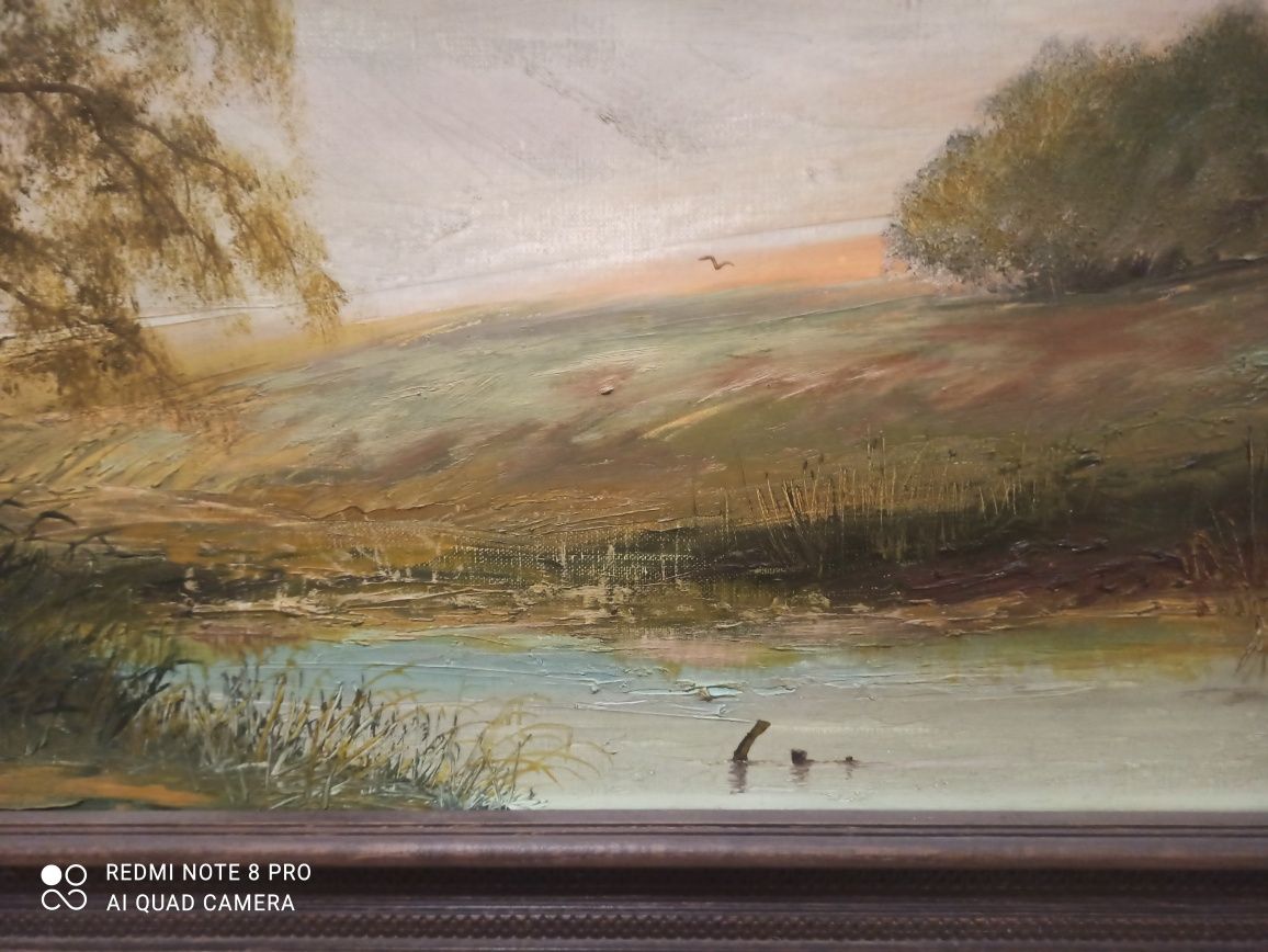 Obraz ręcznie malowany w ramie pejzaż przyroda krajobraz