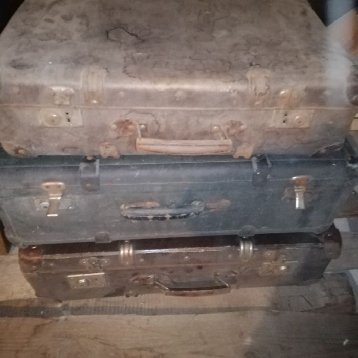 3 stare walizki vintage antyk