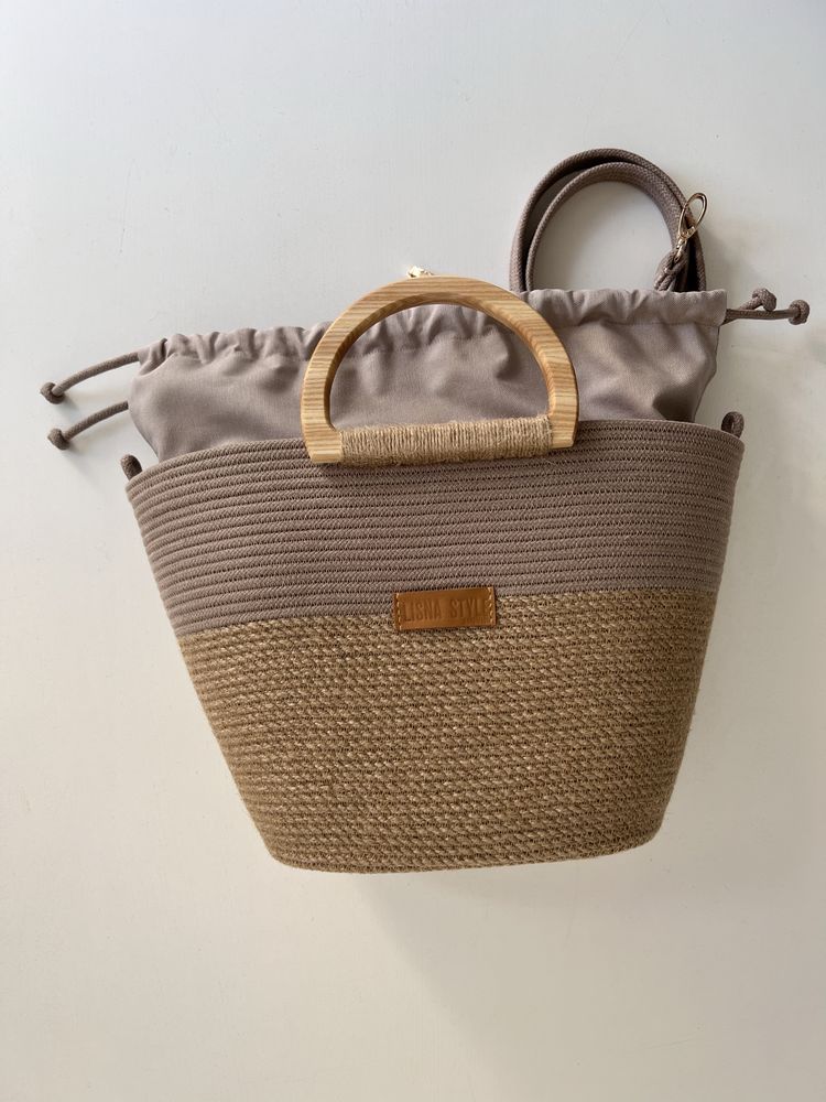 Bag Torba-shopper z juty+bawełnianego sznyrka