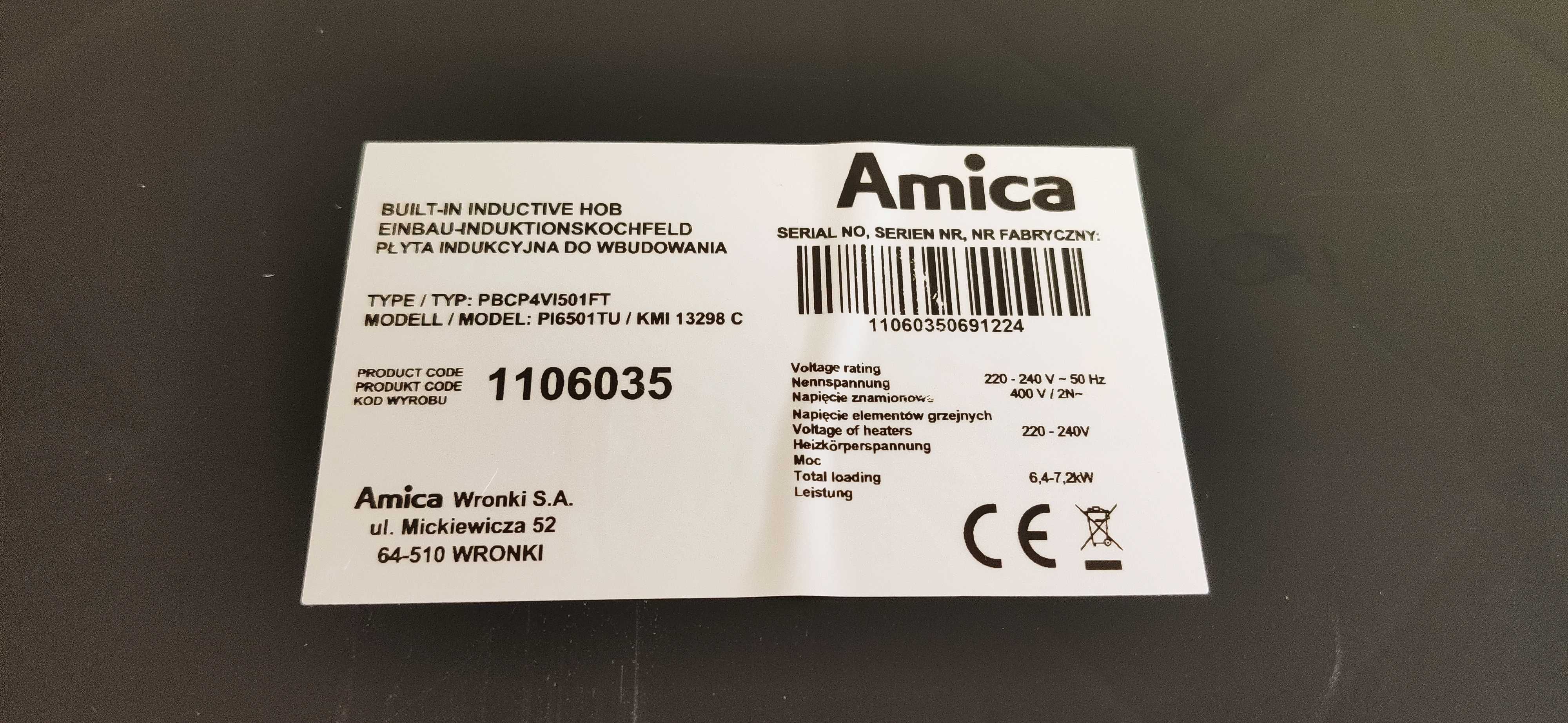 Индукционная плита Amica PI6501TU (4 конфорки)
