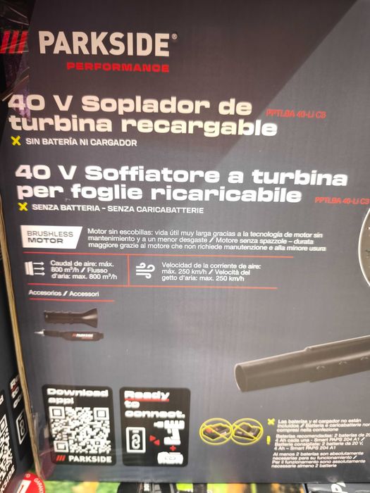 Soprador Parkside Bateria ~250Km/h * NOVO *