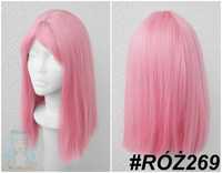 Różowa krótka peruka z grzywką cosplay wig różowy Sakura Naruto