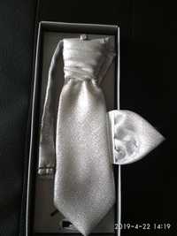 Krawat chłopięcy wesele, komunia srebrzysty