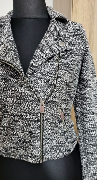 Krótka marynarka, ramoneska, ala dzianinowa, melanż, pimkie, 36