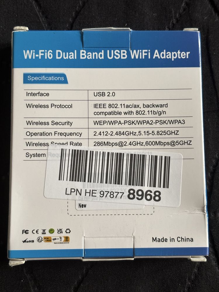 WiFi 6 pendrive WiFi do komputera AX900 Mbs Dual Band Internet.