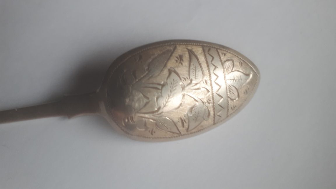 Carska łyżeczka do herbaty mistrzowski grawer Lew Oleks Moskwa 1891