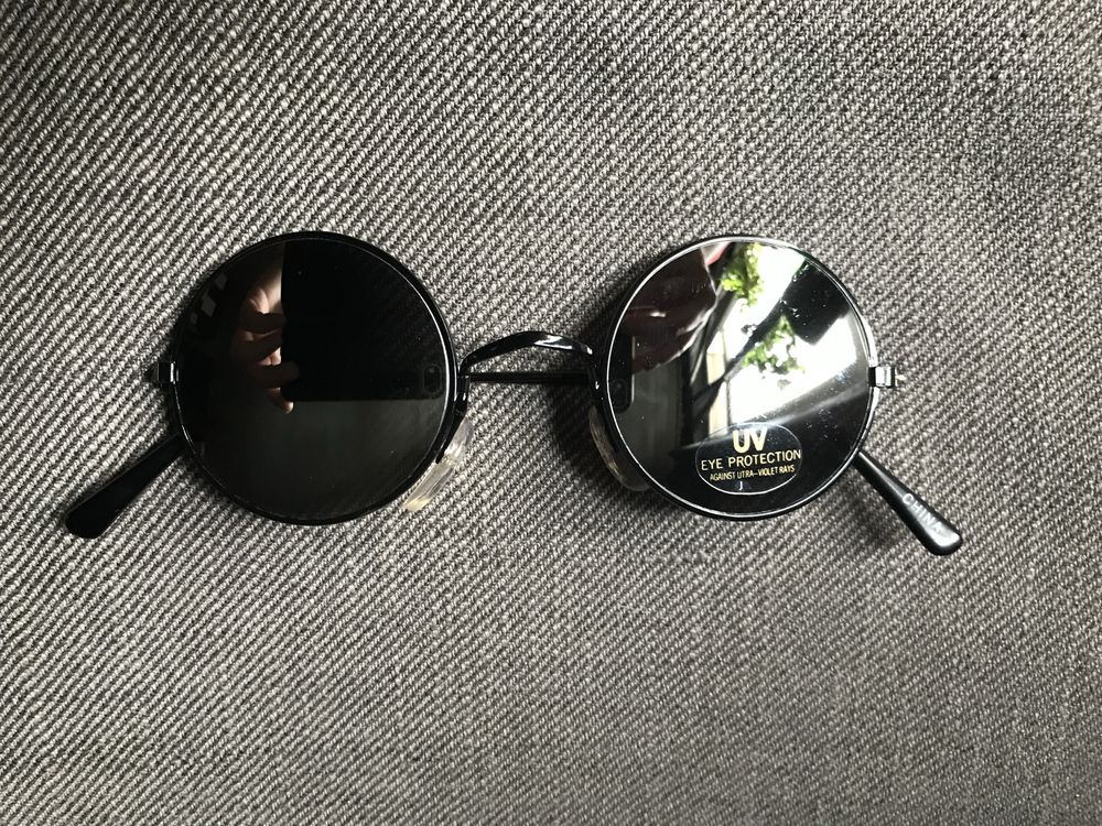 Okulary przeciwsłoneczne lenonki czarne lustrzanki komplet 2 sztuki no