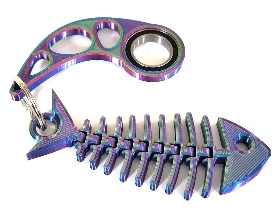Brelok do keyrambit KEYSPINNER + Rybka trzy KOLOROWY COMBO TIKTOK