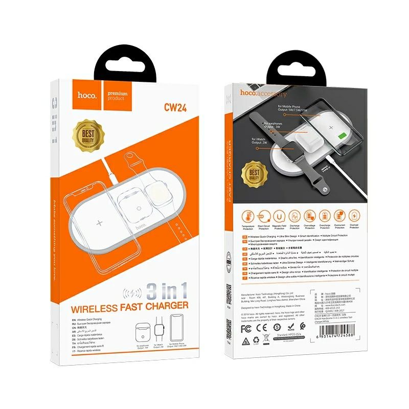Беспроводное зарядное Hoco CW24 iphone Apple watch airpods pro Xiaomi
