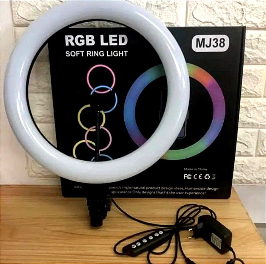 Кольцевая LED-лампа RGB MJ 38 ТОП ! (большой диаметр + пульт)