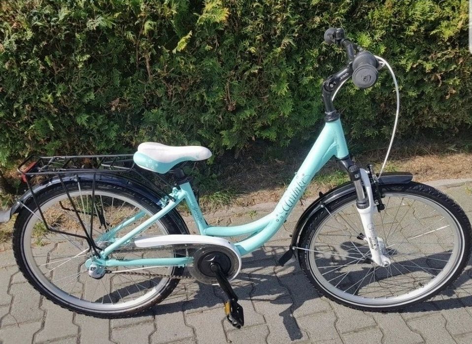 Miętowy rower Unibike princess dla nastolatki miejski okazja 24 cale k