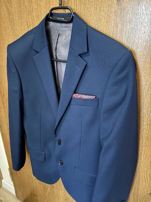 Garnitur granatowy studniówka Recman, rozmiar ok. 166-168cm Slim wełna