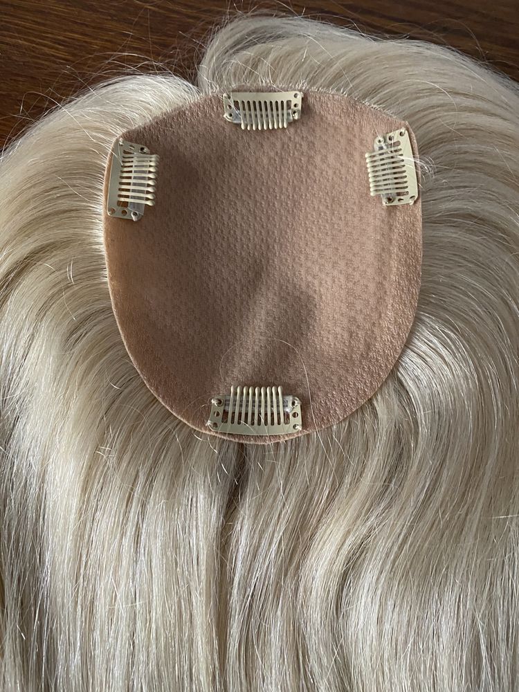 Toper tupet treska dopinka pół peruka lace włosy naturalne blond 45 cm