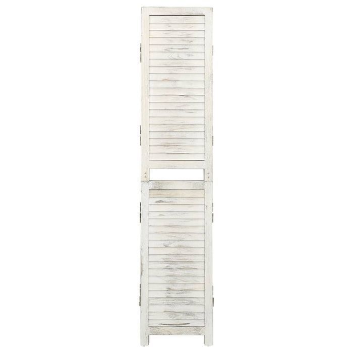 vidaXL Parawan 5-panelowy, postarzany biały, 178,5x166 cm, lite drewno