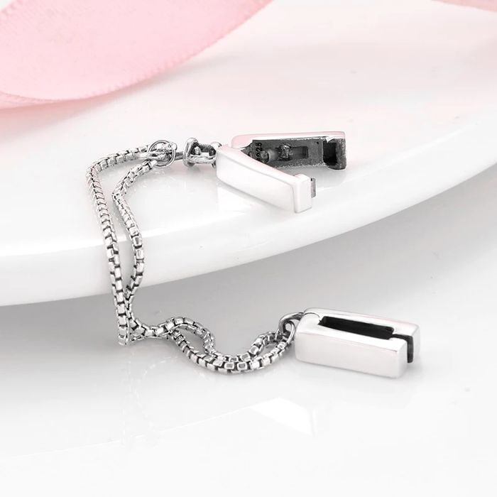 Серебряная цепочка безопасности, зажим для браслета, серебро 925 пробы