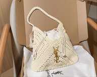 Сумка пляжна Saint Laurent Crochet Hobo Bag in Cream with Gold-Tone