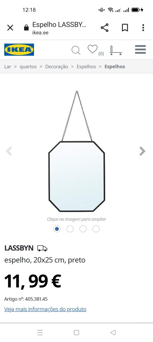 Espelhos dourados/ preto Lassbyn, IKEA. NOVOS