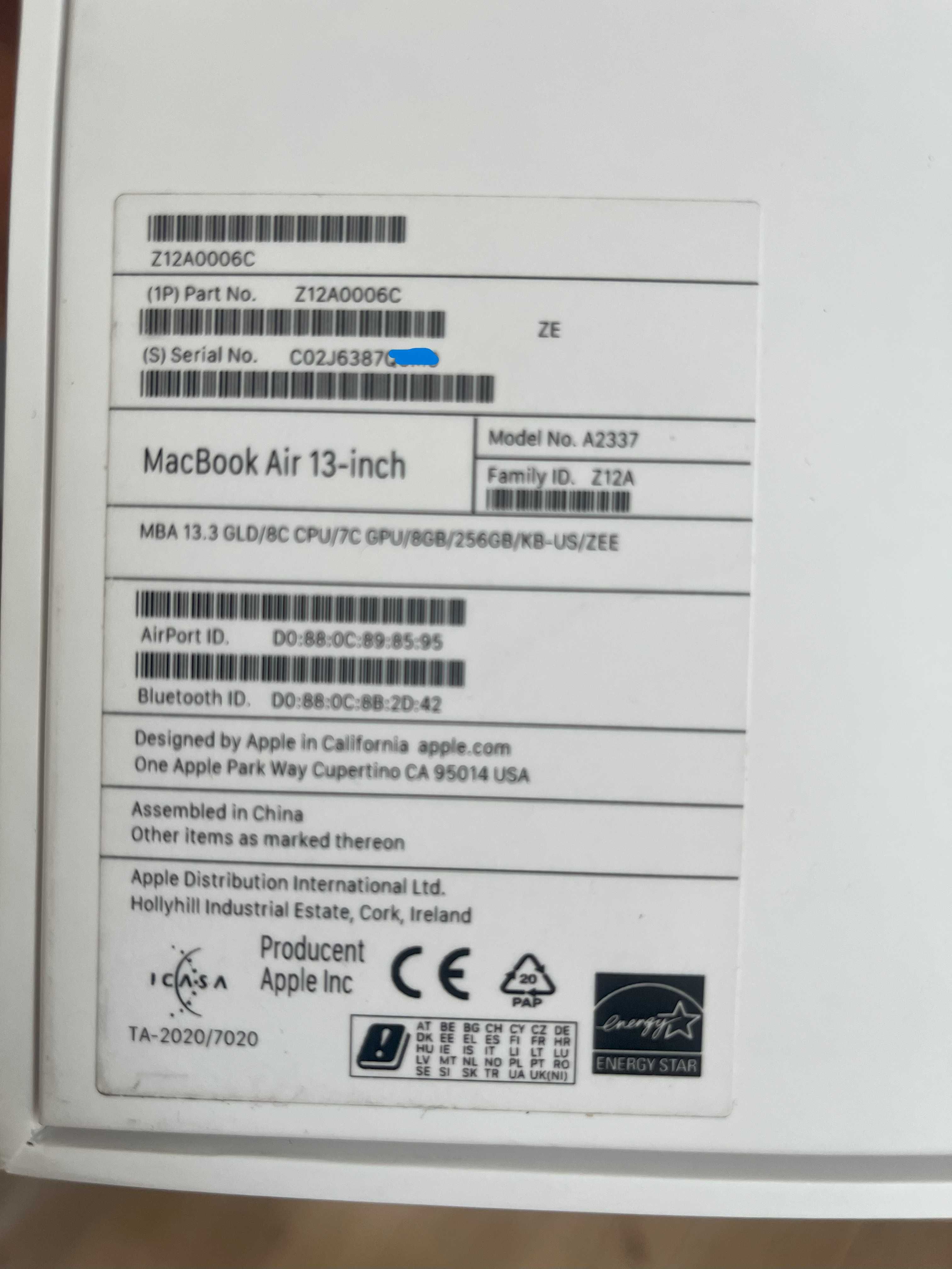 Apple macBook Air 13 8CPU 8GB RAM 256GB SSD jak nowy 19cykli