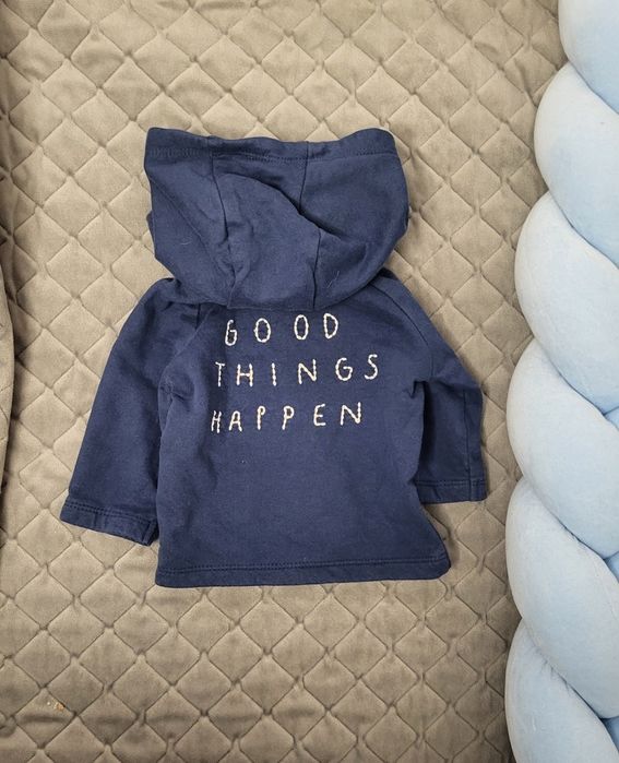 Bluza NEXT 56 cm 4,5 kg do 1 miesiąca dla noworodka granat wyszywana
