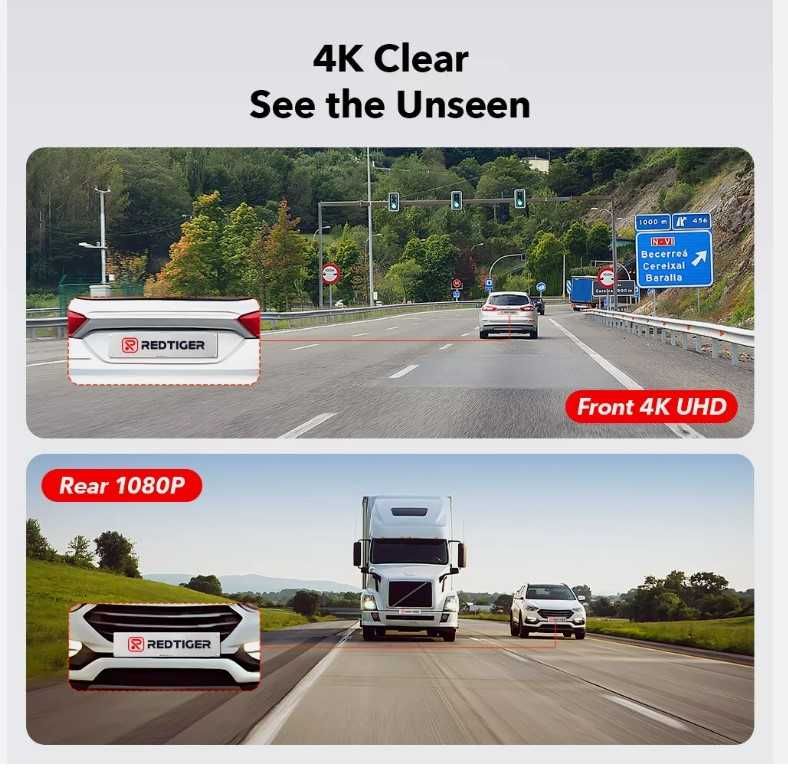 Відеореєстратор GPS 4k REDTIGER F7NP на дві камери 12\24 вольт 32GB SD