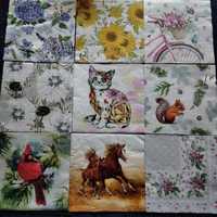 Komplet do zdobienia decoupage 9 sztuk. serwetki papierowe MIX,