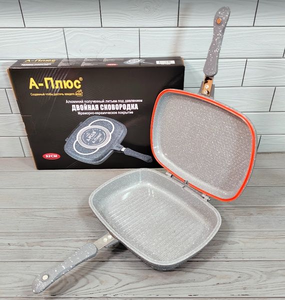 Нова сковорода-гриль двостороння A-Plus — 32 см