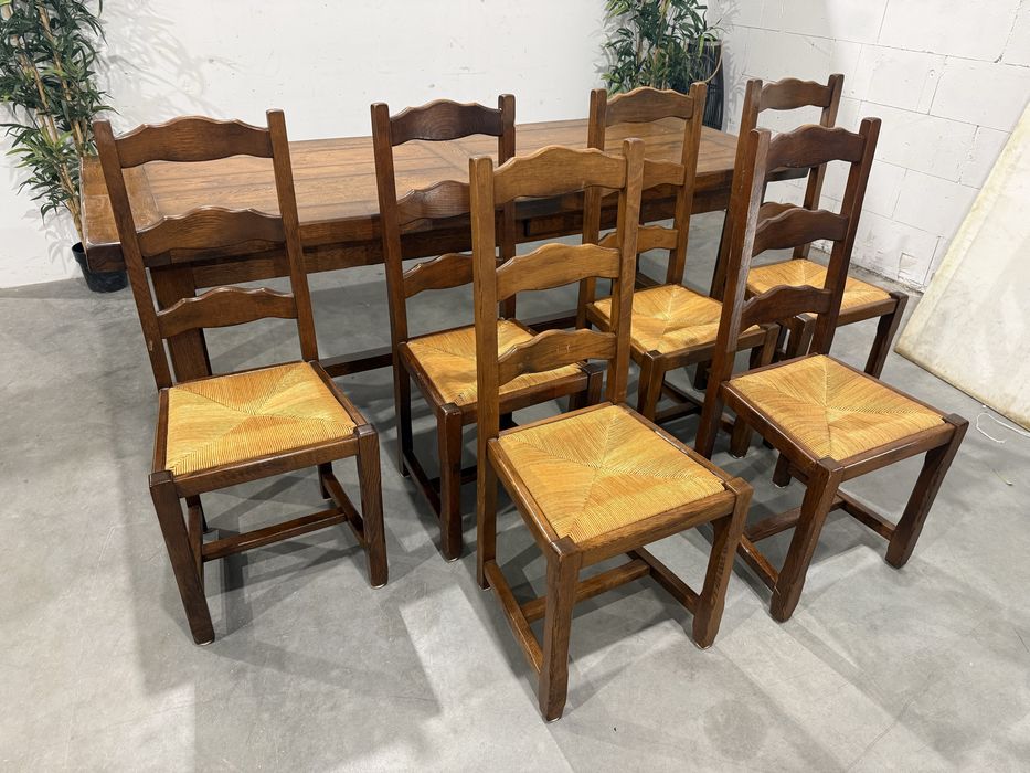 Piękny rozkładany stół dębowy z krzesłami lite drewno wysyłka