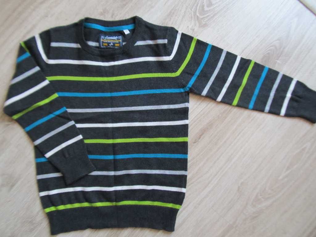 Elegancki chłopięcy sweter sweterek Palomino r. 122 w paski bawełniany