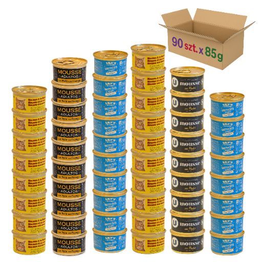 90 Szt. X 85 G Karma Mokra Dla Kota Puszki Mix Smaków Kawałki I Musy