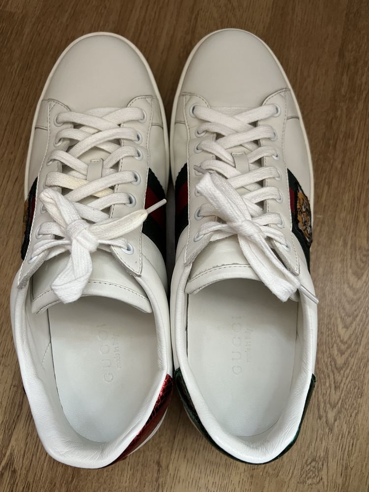 Buty gucci ace tiger skórzane męskie tenisówki