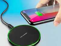 CZARNA ładowarka indukcyjna, bezprzewodowa, stacja ładująca USB-C
