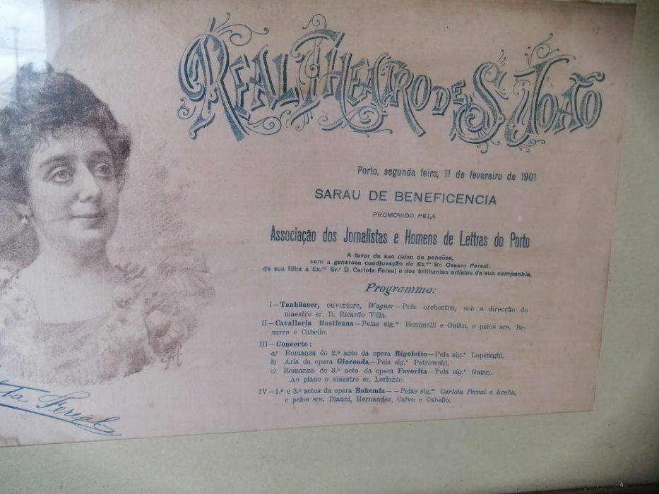 Panfleto Antigo 1901 Real Theatro de S.João Sarau de Beneficência