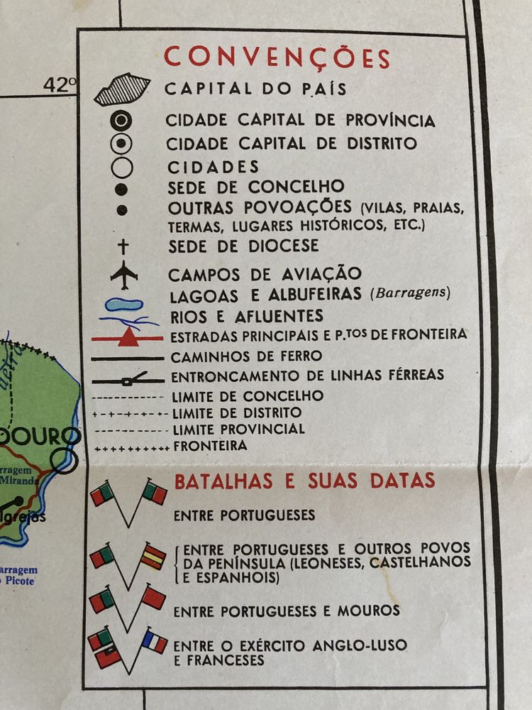 Mapa de Portugal Histórico de J. R. Silva (Portes Grátis) Vintage