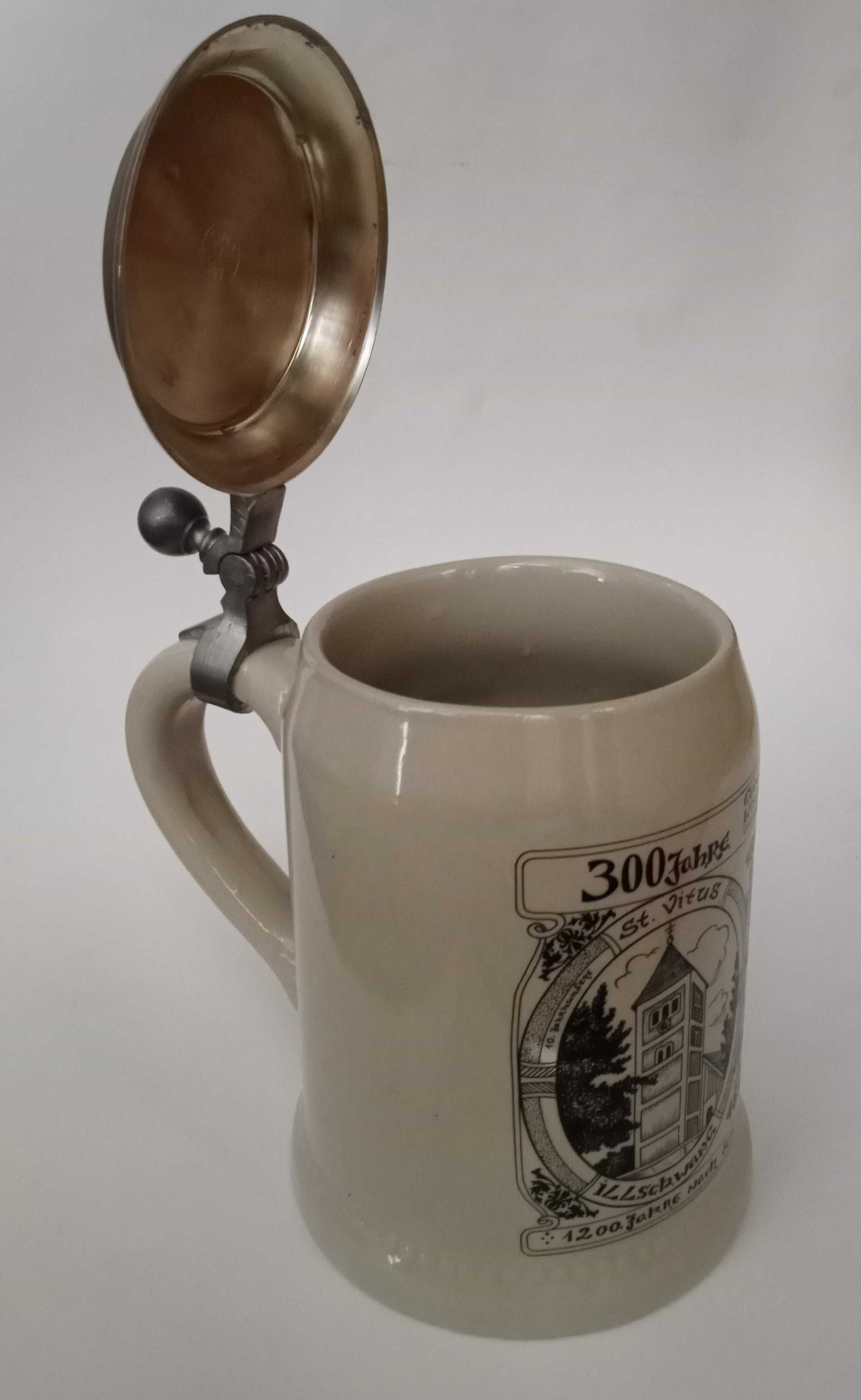 Kufel ceramiczny z cynową pokrywką Germany