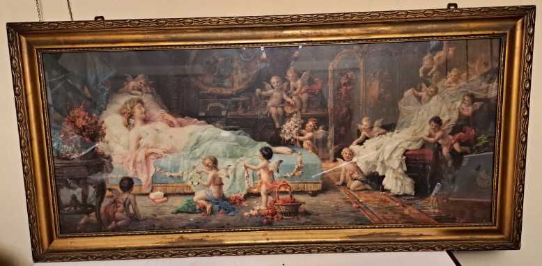 Oleodruk XIX wiek "Wymarzone szczęście" twórca H.Zatzka