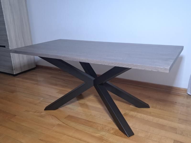 Stół  loft dębowy blat szary