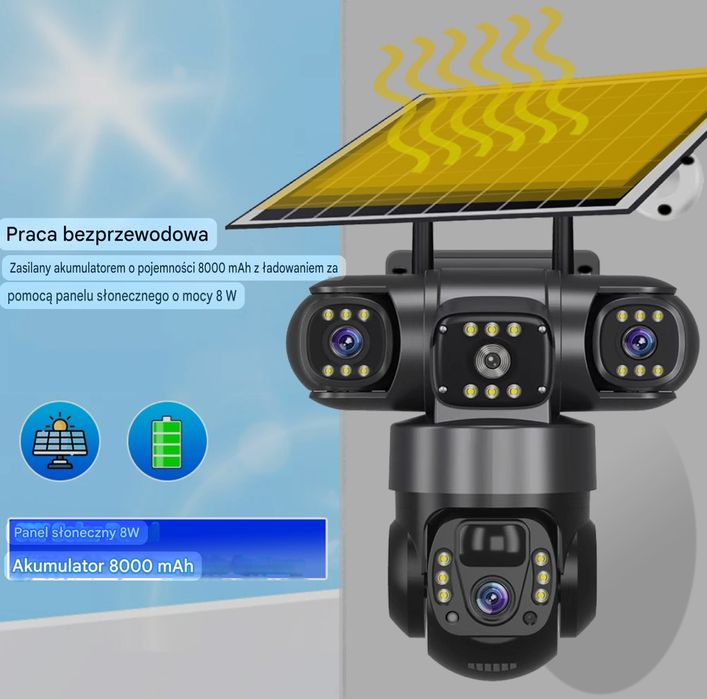 Kamera Solarna 15MP 4G na kartę SIM IP66 Obrotowa PTZ