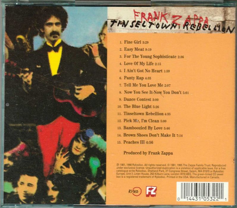 CD Frank Zappa - Tinseltown Rebellion