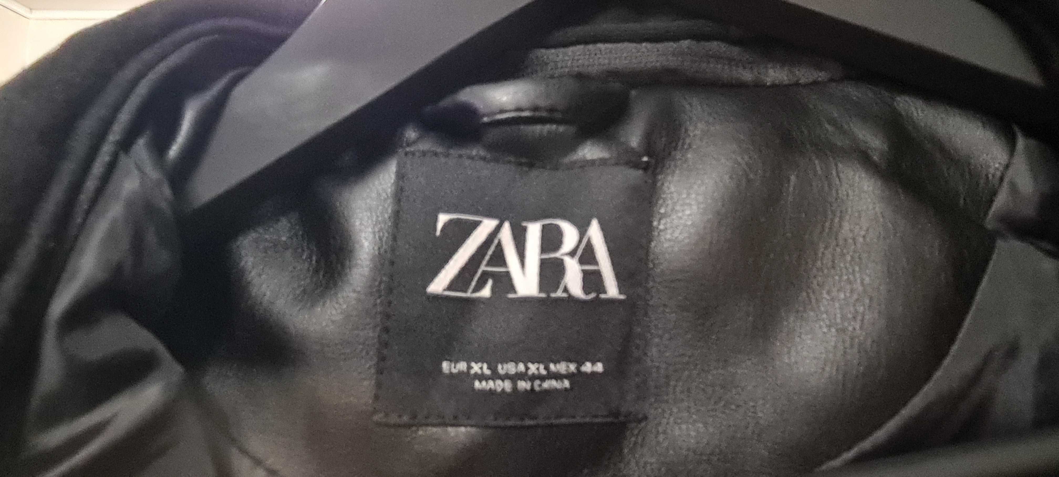 Куртка кожанная Zara с отстегивающимся капюшоном