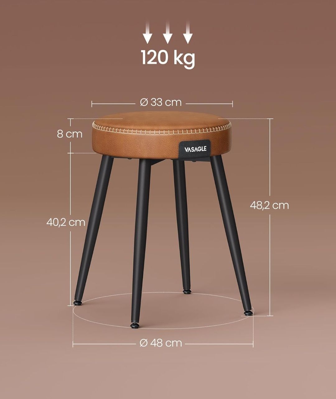 Taboret stołek ekoskóra brąz