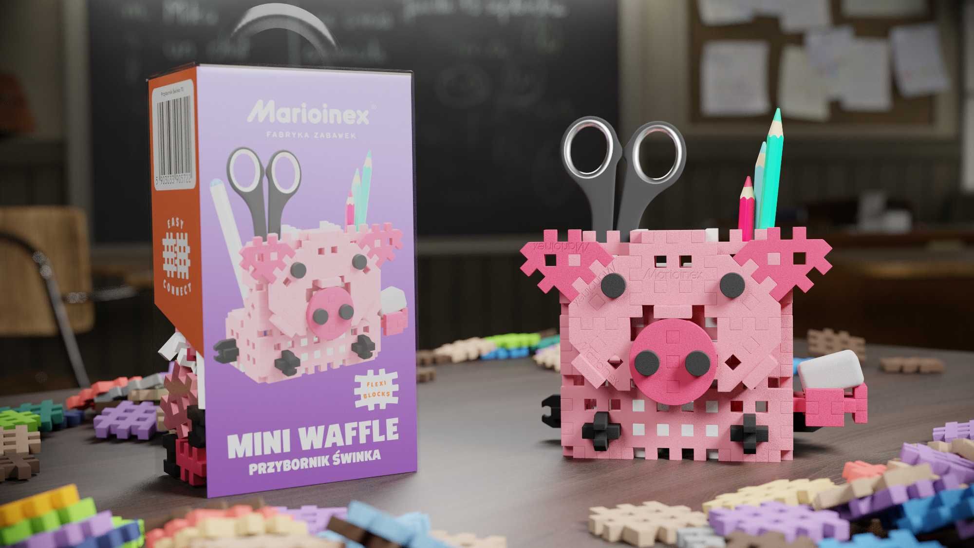 Marioinex Klocki 905722 Mini wafle PRZYBORNIK ŚWINKA 70 el