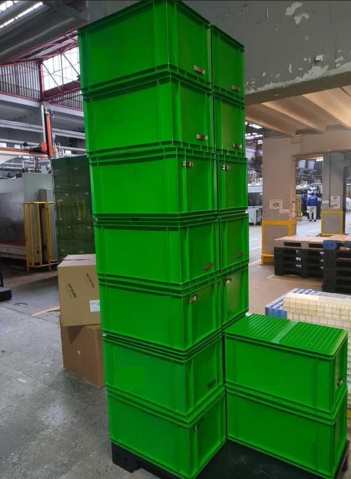 Pojemniki PP 600x400x340mm zielony z wzmocnionym dnem