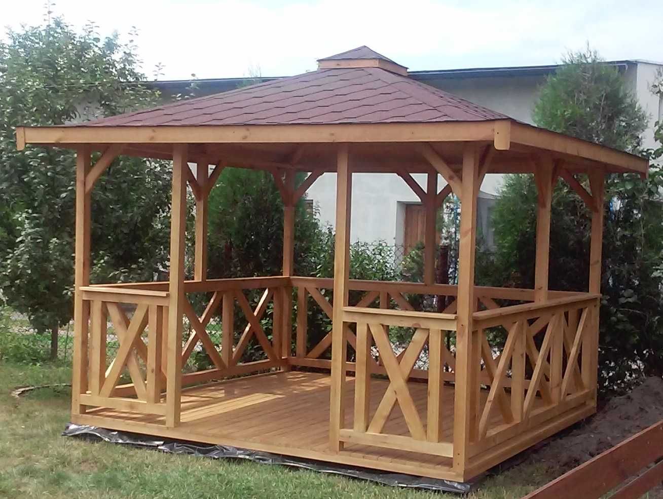 Altana drewniana z prusami 3x3 Pergola Altanka Taras Wiata domek ogród