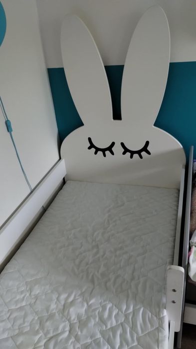 Łóżko króliczek 160x80 dla dziecka z szufladą na kółkach