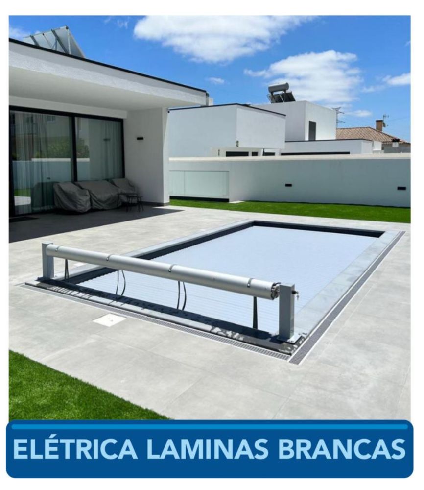 cobertura segurança piscina modelo banc laminas cinza claro 4x8m