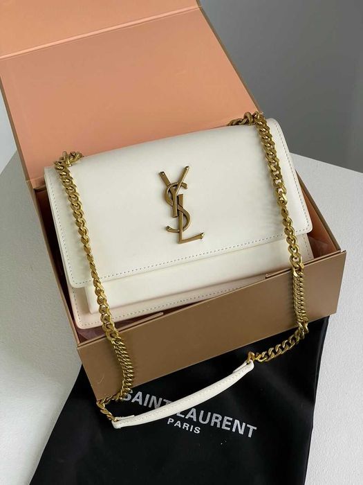 Сумочка Yves Saint Laurent Medium Sunset in Smooth Leather Cream Gold