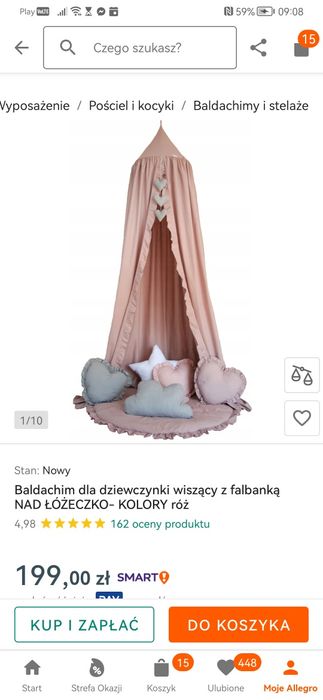 Baldachim pudrowy róż