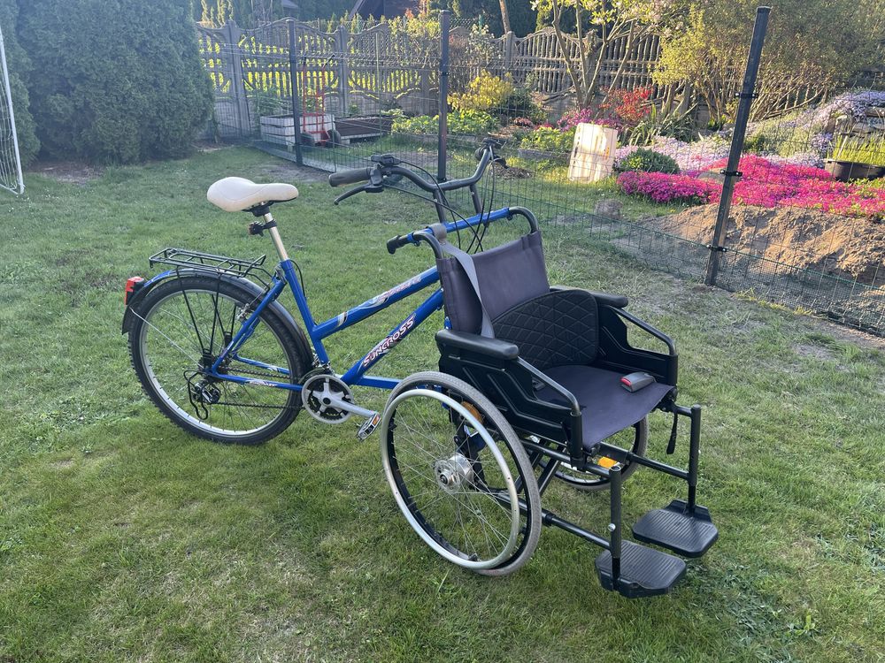 Rower z wózkiem inwalidzkim